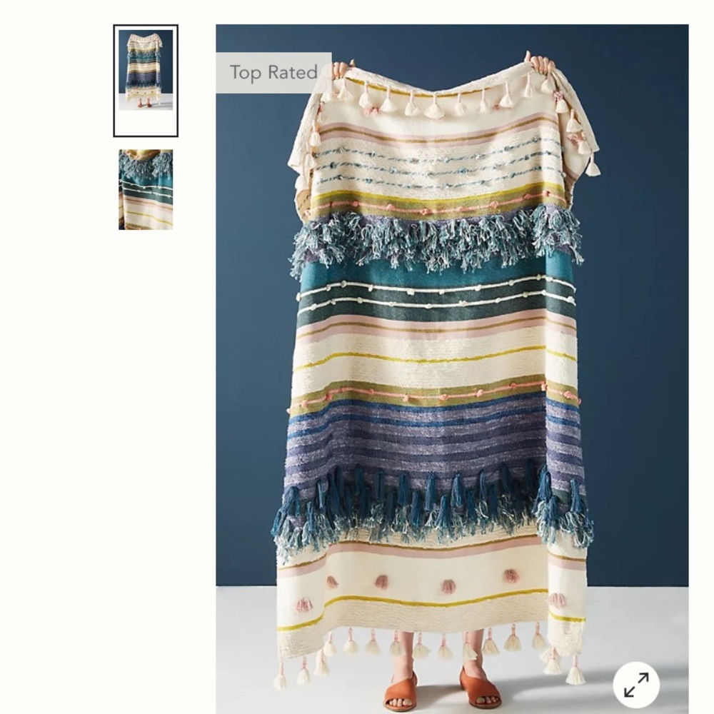 Anthropologie Multicolor Striped Throw Blanket